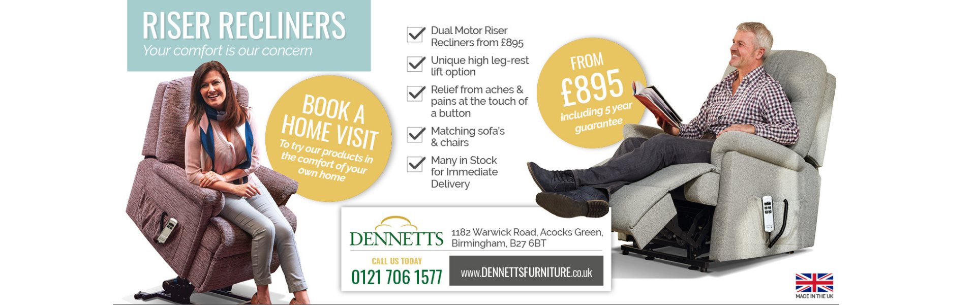 Mobility Riser Recliner Chairs & Matching Sofas Birmingham